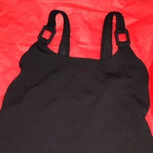 Black Sleeveless Top with Square Buckles